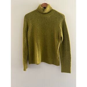 Sigrid Olsen Wool Blend Stretchy Knit Turtleneck Lime Green Size Small JL